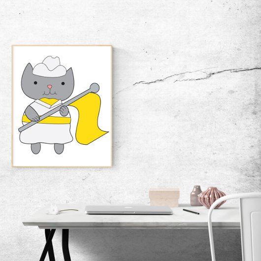 Poster Garde couleur chat Jaune et blanc