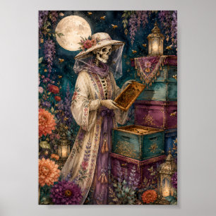 Poster Garde d'abeilles squelette gothique Art Whimsigoth