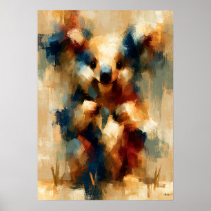 Poster Garde de feuilles de Kotanuki Bébé Tanuki Mignon A