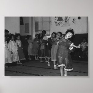 Poster Garde d'enfants à Shanghai en Chine vintage