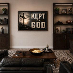 Poster Gardé par Dieu (avec Croix) Horizontal