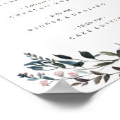 Poster Garden Crest Blanc Bleu Floral Programme de mariag (Coin)