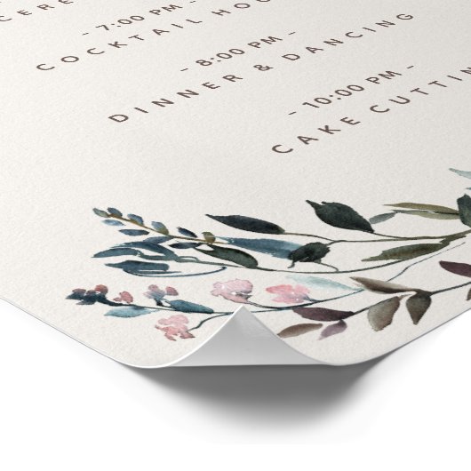 Poster Garden Crest Eggshell Floral Wedding Programme (Coin)
