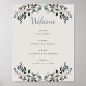 Poster Garden Crest Eggshell Floral Wedding Programme (Devant)