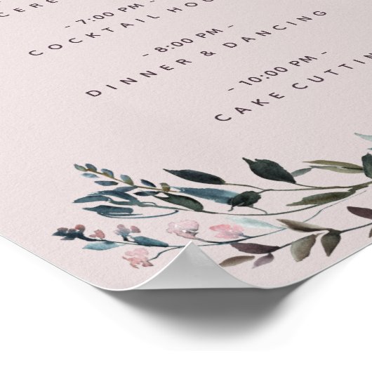 Poster Garden Crest Mauve Purple Floral Wedding Programme (Coin)