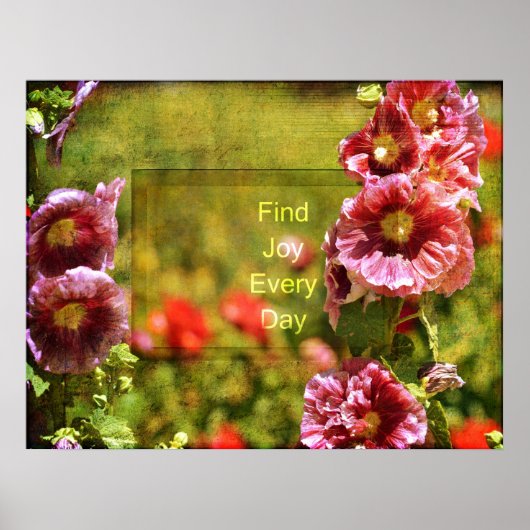 Poster Garden Hollyhock Floral Joy (Devant)