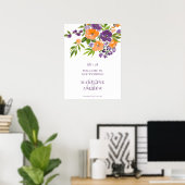 Poster Garden Purple Orange Floral wedding Welcome (Bureau à domicile)