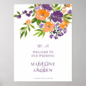 Poster Garden Purple Orange Floral wedding Welcome (Devant)