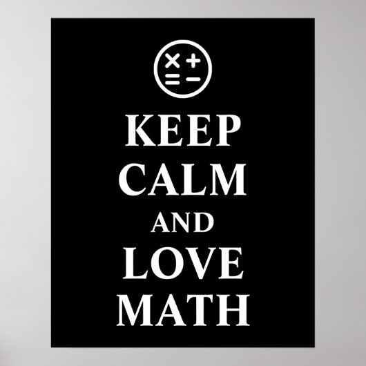 Poster Garder calme et amour Math Symboles de la typograp (Devant)