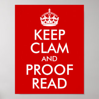 Poster Garder Clam et preuve Lire rouge