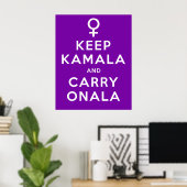 Poster Garder Kamala et Continuer Onala Fond Violet (Bureau à domicile)