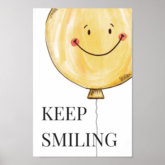 Poster Garder souriant Jaune mignon Balloon sourire heure (Devant)