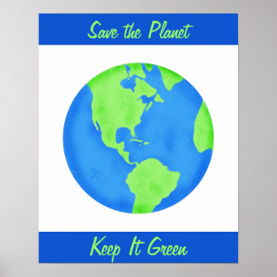 Poster Garder Vert Économisez Terre Environnement Mur Art