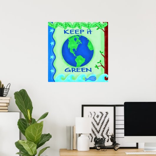 Poster Garder vert Sauver la Terre Environnement Art (Bureau à domicile)