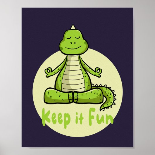 Poster Gardez-le amusant crocodile vert Kawaii pratiquant (Devant)