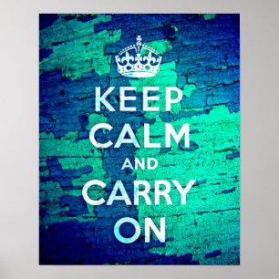 Poster Gardez le calme du Grunge de peinture bleu peint