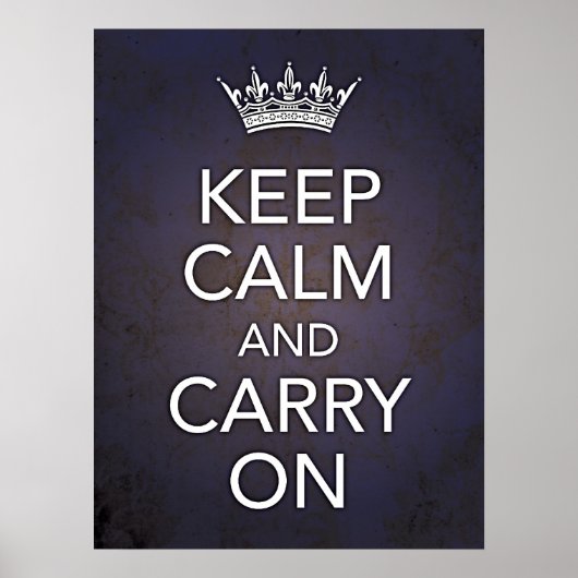 Poster Gardez le calme et continuez sur l'impression bleu (Devant)