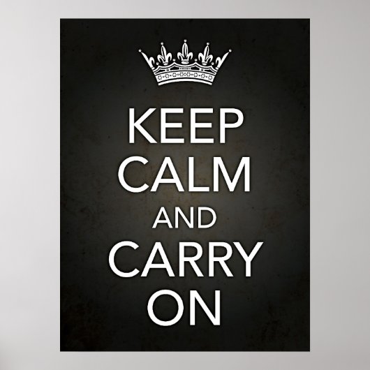 Poster Gardez le calme et continuez sur l'impression noir (Devant)