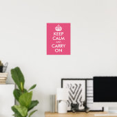 Poster Gardez le calme et continuez sur l'impression rose (Bureau à domicile)