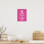Poster Gardez le calme et continuez sur papier rose framb (Cuisine)