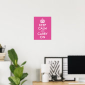 Poster Gardez le calme et continuez sur papier rose framb (Bureau à domicile)