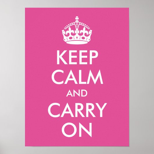 Poster Gardez le calme et continuez sur papier rose framb (Devant)