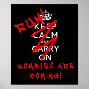 Poster Gardez Le Calme Et Continuez Sur Zombies Drôle Aff