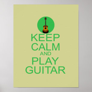 Poster Gardez le calme et jouer de la guitare (acoustique