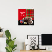 POSTER "GARDEZ LE CALME ET LA CUISINE SUR", TARTAN ROUGE, (Bureau à domicile)