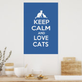 Poster Gardez le calme et l'amour chats (Cuisine)