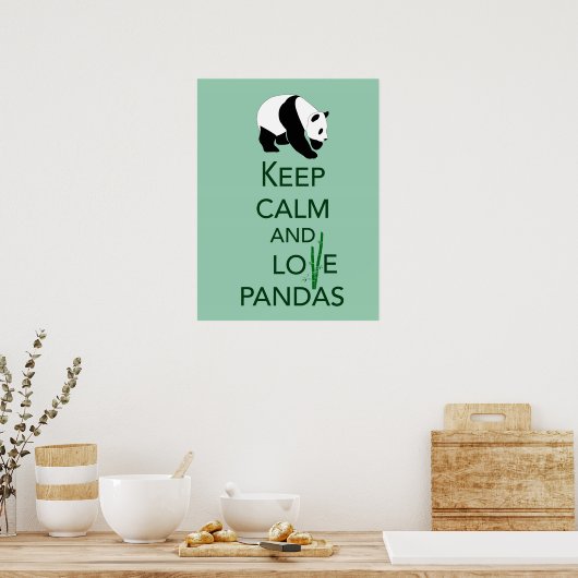Poster Gardez le calme et l'amour Pandas Beaux-Art Imprim (Cuisine)