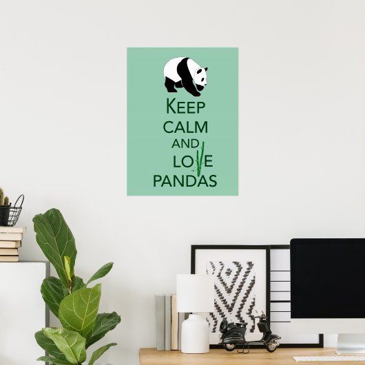 Poster Gardez le calme et l'amour Pandas Beaux-Art Imprim (Bureau à domicile)