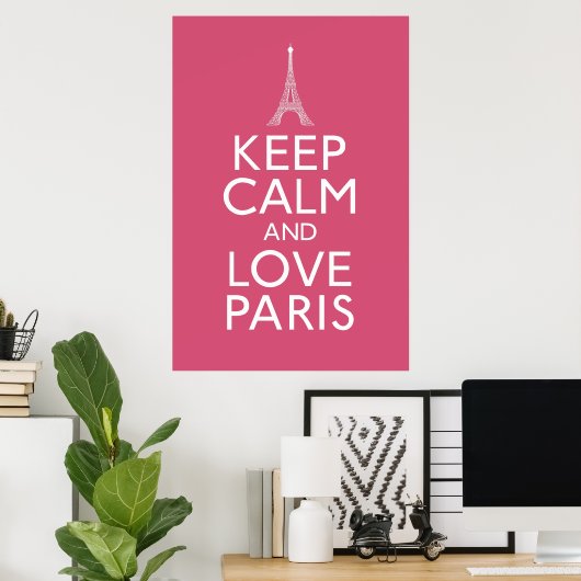 Poster Gardez le calme et l'amour Paris (Bureau à domicile)
