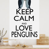 Poster Gardez le calme et l'amour pingouins (Cuisine)