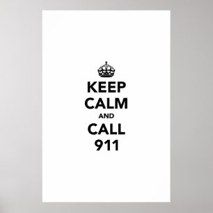 Poster Gardez le calme et l'appel 911
