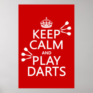 Poster Gardez le calme et le jeu darde (couleur