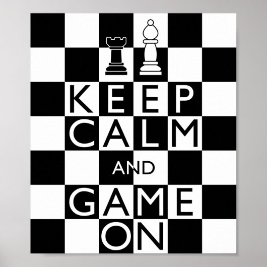 Poster GARDEZ LE CALME ET LE JEU SUR - Échecs (Devant)