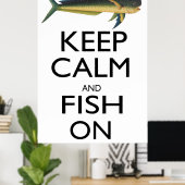 Poster Gardez le calme et le poisson allumé (Bureau à domicile)