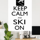 Poster Gardez le calme et le ski allumé (Bureau à domicile)