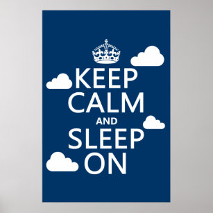 Poster Gardez le calme et le sommeil allumé (couleur pers