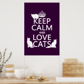 Poster Gardez le calme et les chats d'amour (en toute cou (Cuisine)