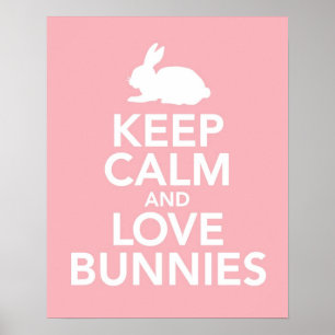 Poster Gardez le calme et les lapins d'amour impriment ou