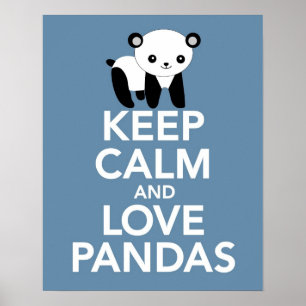 Poster Gardez le calme et les pandas d'amour impriment ou
