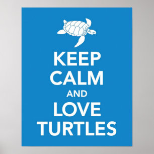 Poster Gardez le calme et les tortues d'amour impriment