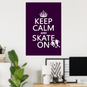 Poster Gardez le calme et patiner (rollers) (Bureau à domicile)