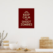 Poster Gardez le calme et tirez des zombies (Cuisine)