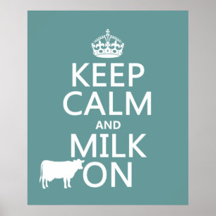 Poster Gardez le calme et trayez sur (les vaches) (dans