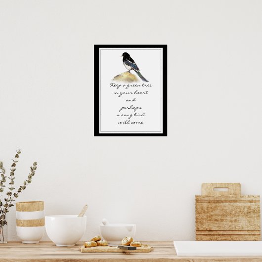 Poster Gardez un arbre vert dans votre coeur Magpie Bird (Cuisine)