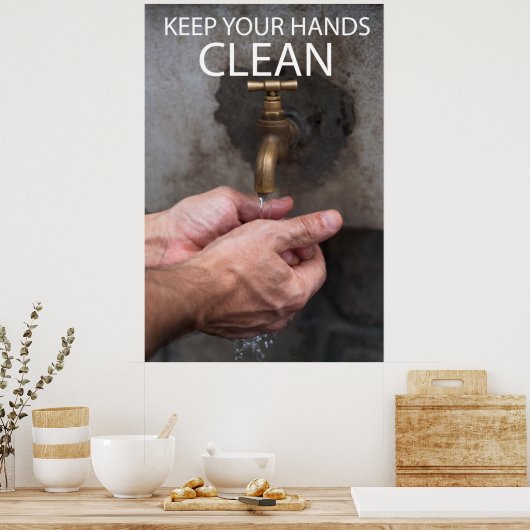 Poster Gardez vos mains propres (Cuisine)