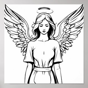 Poster Gardien Angel Girl Noir et Blanc